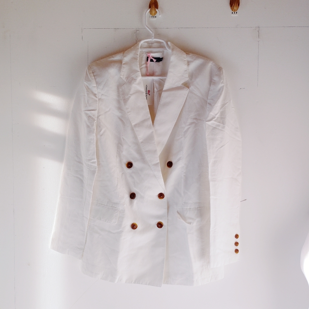 Vineyard Vines Double Breasted Linen Blazer In White Cap $298 Nautical Preppy - Picture 2 of 8